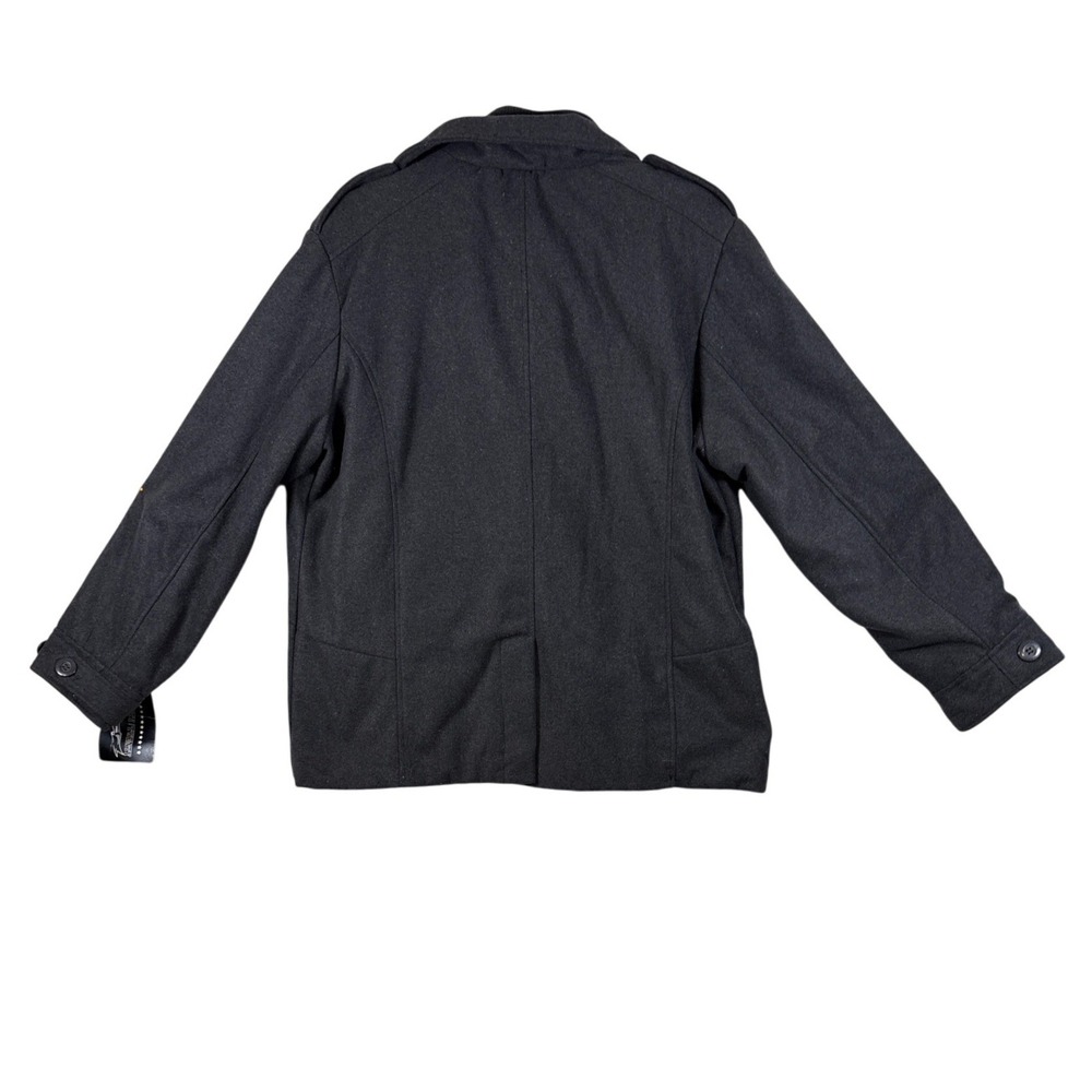 Twenty/Twenty Mens Wool Blend Peacoat Charcoal Gray Zip Bib Jacket XL 59509